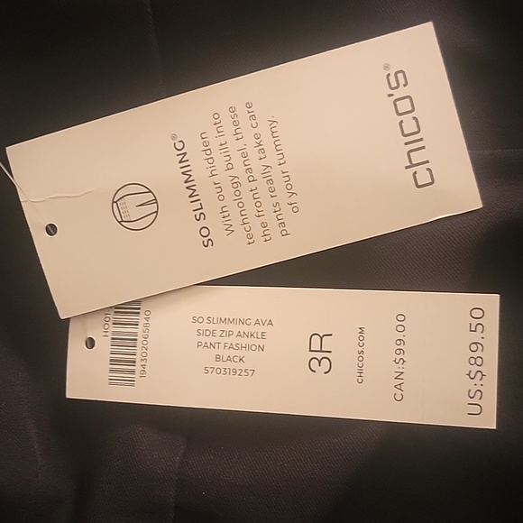 Chico's So Slimming Ava Slim Leg Pants - Size 3 Reg. - Black - NWT - Picture 5 of 6